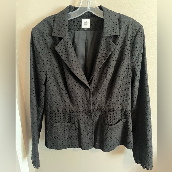 CAbi Black Flamenco Eyelet Blazer Long Sleeve Blazer Jacket EUC Sz 8 - Picture 3 of 10
